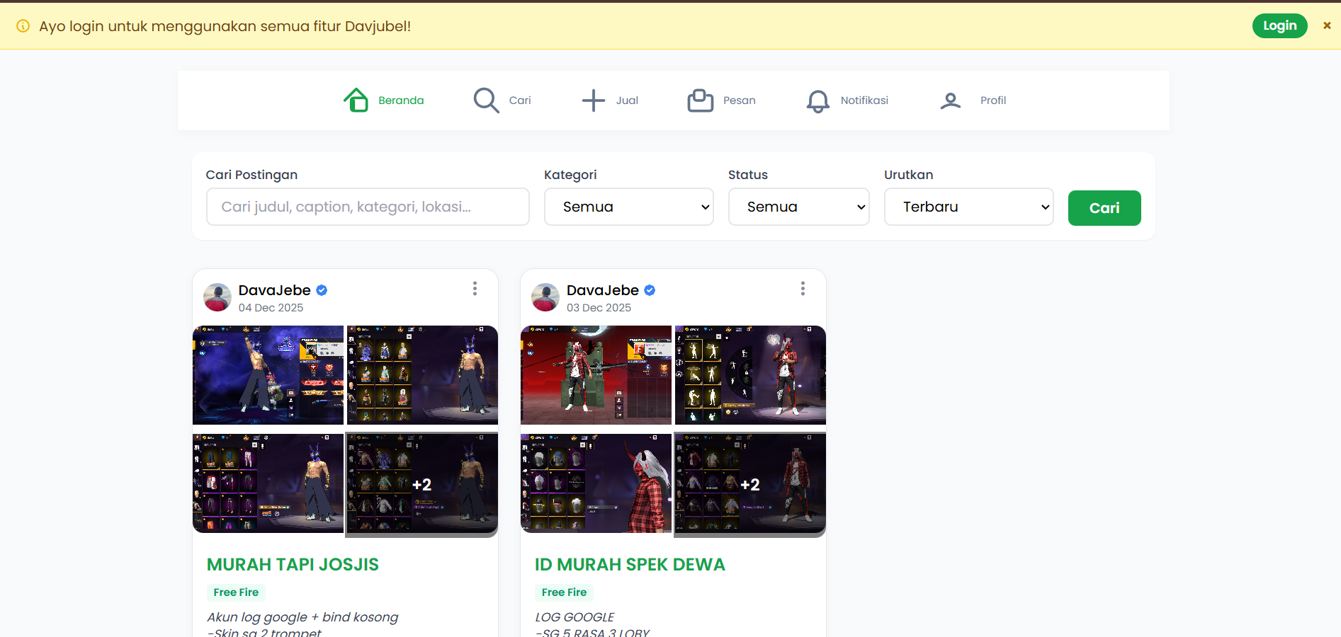 PLATFROM JUAL BELI AKUN